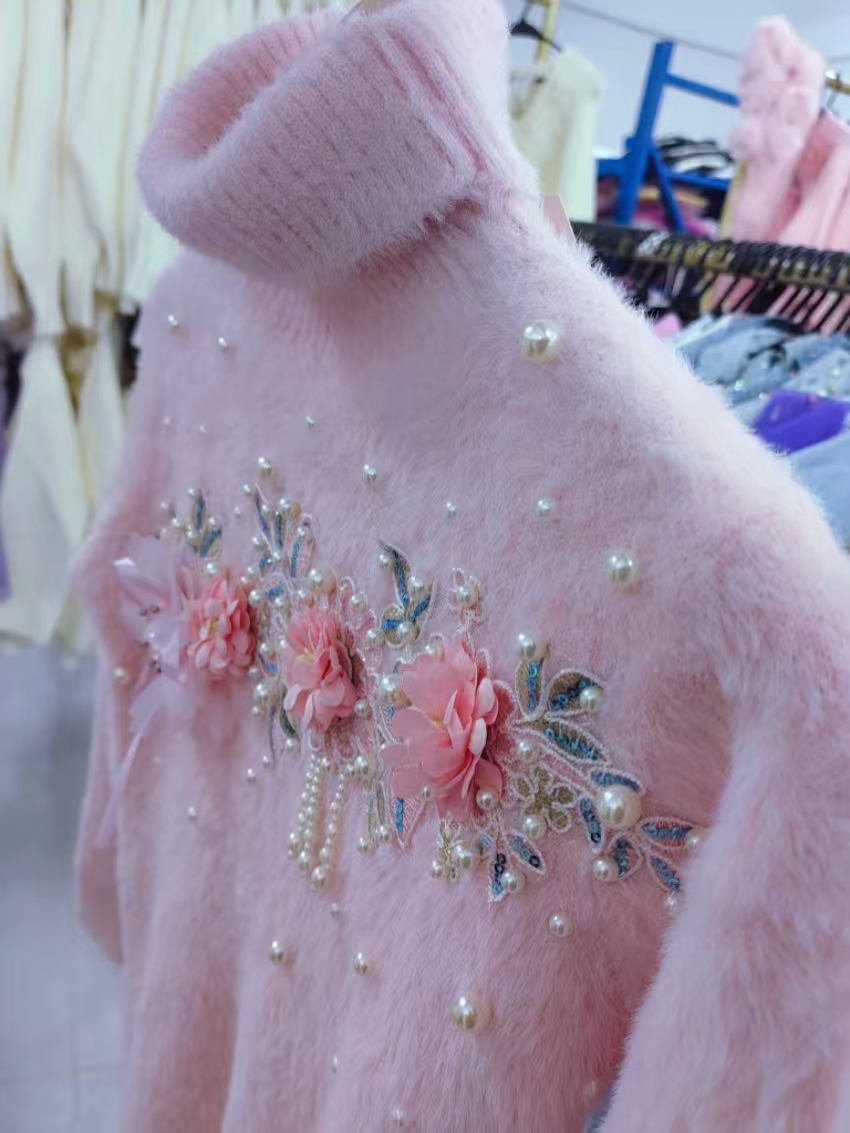 Winter Clothing Photo - Real Photo Turtleneck Slim Fit Pink