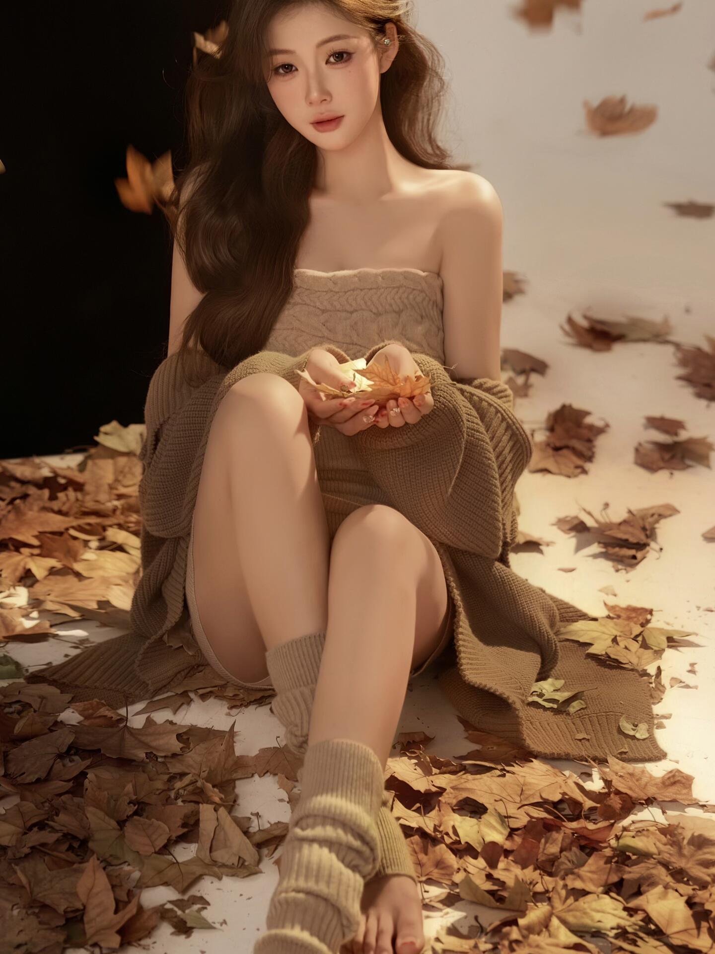 Autumn Winter Brown Knitted St - Winter Clothing Photo recension och pris